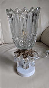 Boudoir style lamp with crystal shade glass beads