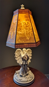 Angel Resin Alabastrite table lamp playing trumpet