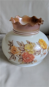 Floral milk glass finish lamp shade top for lamp