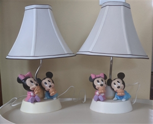 Baby Mickey and Minnie lamps with shades Disney