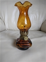 Amber glass small oil lamp Art Deco collectible