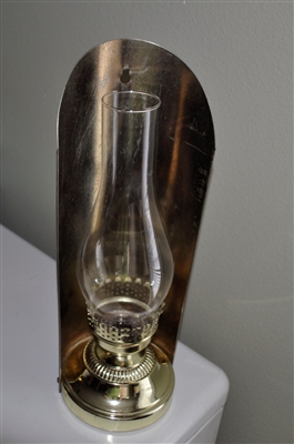 Gold tone carosene lamp shaped candle holder