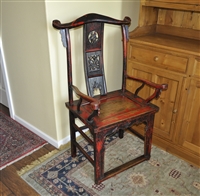 Chinese Antique Scholar Yoke back armchair red