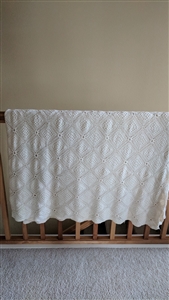 Huge crochet blanket off white elegant pattern