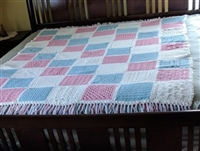 Hand knitted vintage large and soft throw blanket