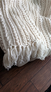 Cozy large hand knitter blanket 78 inch by 51 inch