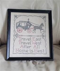 Needlepoint cross stitch carriage and phrase decor