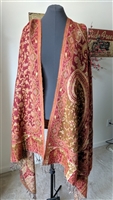 Wool shawl wrap floral geometrical pattern INDIA
