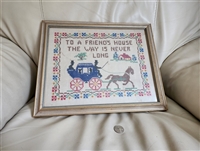 Needlepoint carriage with horses framed craft