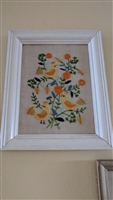 Birds and FLowers embroidery crewel framed