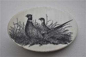 Scrimshaw Pheasants belt buckle