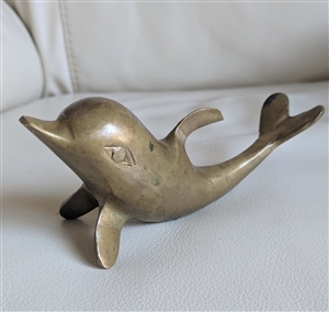 Arching Dolphin brass sculpture paperweight decor