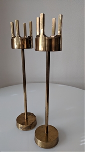 Set of single candle holders solid brass Art Deco