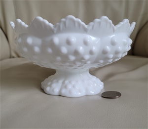 Fenton Hobnail milk glass bowl six candle holder