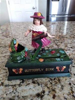 Cast iron Butterfly Money Bank