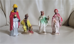 Colorful vintage Nativity resin KINGS Christmas