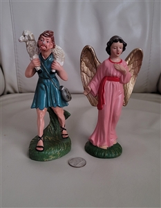 Japanese tall figures Angel and Shepherd vintage