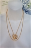 Vintage three heart pendants necklace in gold tone