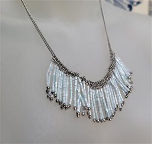 Women jewelry cascading blue dangles necklace