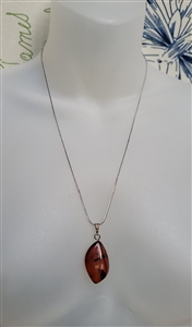 Cognac Baltic Amber pendant Sterling necklace