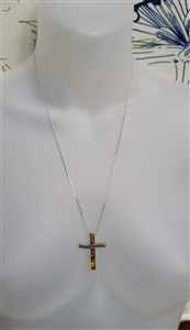 Sterling Silver and Baltic Amber cross necklace
