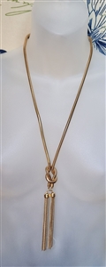 Gold tone snake chain necklace tassel pendant