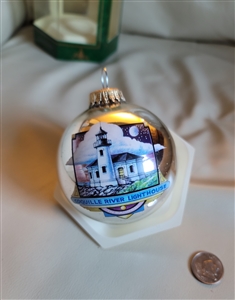 Coquille River Lighthouse glass ornament holidays