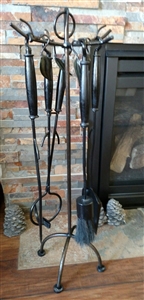 Leaf design fireplace accessories stand 5 piece