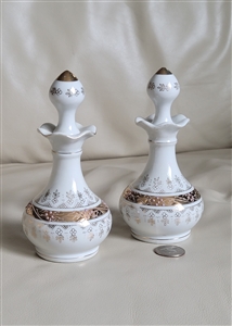 White porcelain gold accent vanity perfume bottles collectible vintage porcelain vanity display and gifts