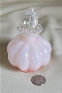 Fenton Rose Overlay pink glass perfume bottle