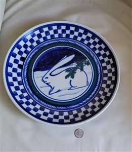 Debbie Dean clay art Rabbit serving plate