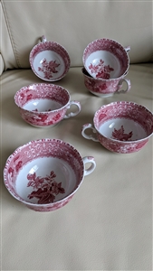 Spode Camilla Copeland English teacups pink red