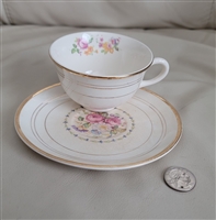 Crooksville  OH porcelain floral teacup and saucer