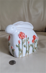 Bunny rabbit in ceramic floral decorated design