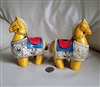 Colorful set of two ceramic horses candle holders