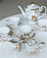 Kutani Japanese porcelain tea set Mt. Fuji 13 item