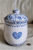 Folkcraft stoneware Sponge heart and Rooster jar