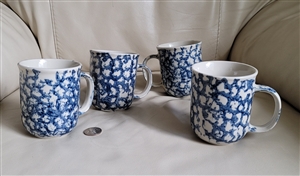 Folkcraft by Tienshan Sponge stoneware 4 mugs cups