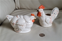 Rooster creamer and Hen sugar bowl ceramic Japan