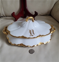 Haviland France Ranson oval covered vegetable server white gold trim local pickup 98684