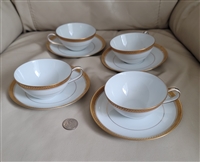 Noritake Gold border porcelain teacups and saucers