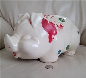 American pottery vintage Pig money bank