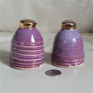 Stoneware purple glaze salt and pepper shakers