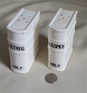 Large Book shaped spice shakers in white porcelain