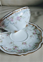 Theodore Haviland Limoges teacup saucer pink rose