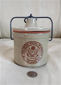 Vintage stoneware jar with USA  Eagle SEAL decor