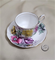 Royal Alber teacup and saucer poppies chrysanthemu