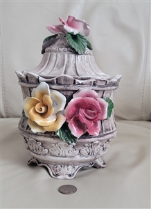 Capodimonte porcelain floral lidded Urn