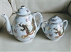 Gold dragons decorated teapot and sugar bowl Japan