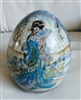 Blue and white chinese egg Geisha floral border
